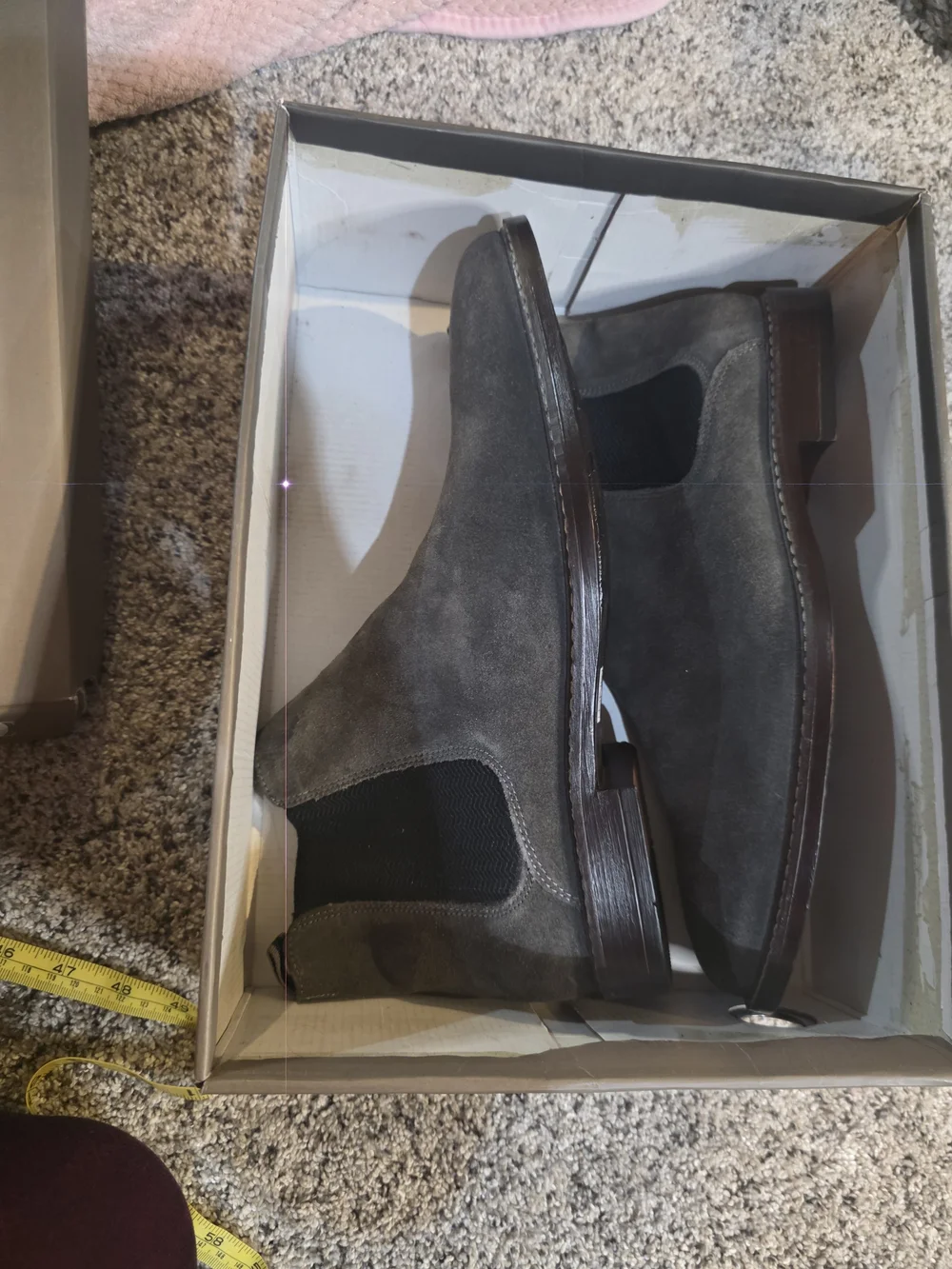 New Crown Vintage Men's Grey Suede Chelsea Boot